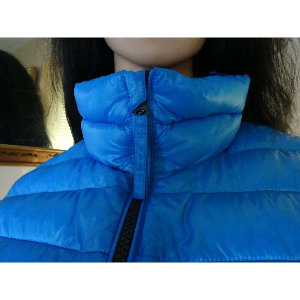 American Eagle Women Puffer Shell Bubble Jacket Blue Coat Vest Small Sleeveless - Picture 3 of 10